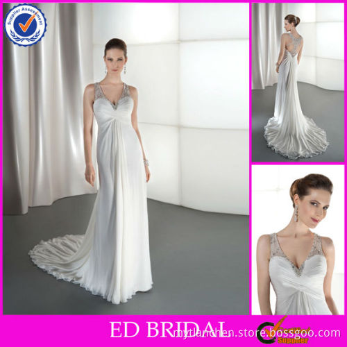 EW40 Unique Back Design Sheer Straps High Waist Wedding Dress Pregnant
